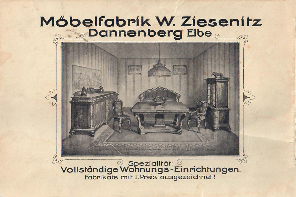 Alte Werbung der Möbelfarbrik W. Ziesenitz